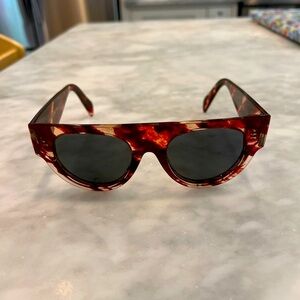 NWOT CELINE 51mm Pilot Sunglasses STRIPED RED HAVANA/ GREEN CL 400121